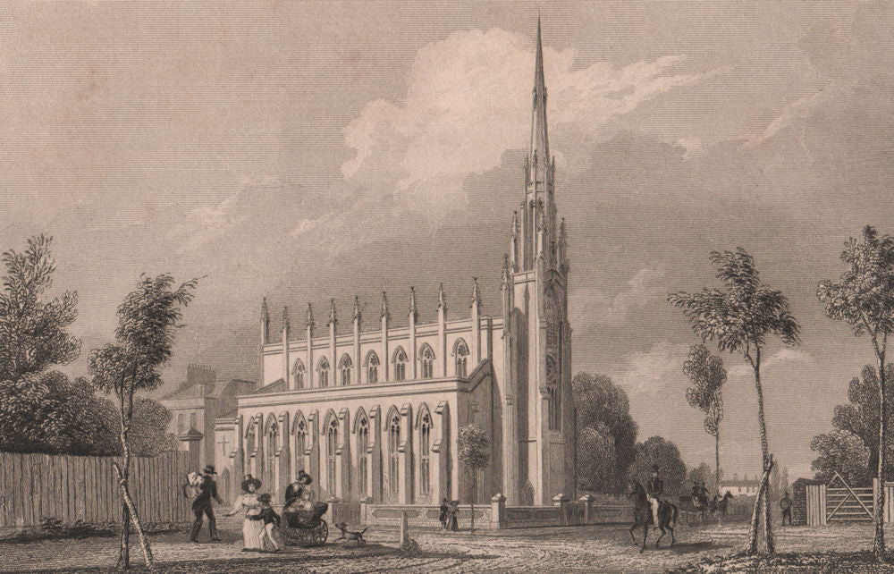 St Michael & All Angels Church, Blackheath Park. London. BAYNES 1829 old print